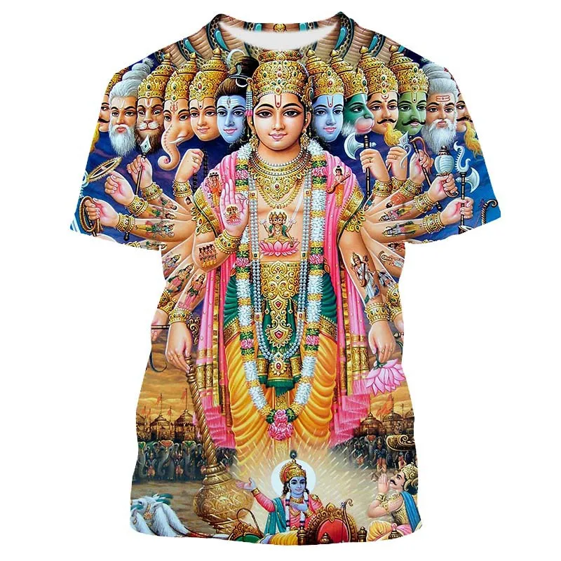 Jumeast Hindu Shiva 3D Printed T-shirts Oversize Goddess Durga Kali Graphic T Shirts Streetwear Tops Aesthetic Vintage Clothing