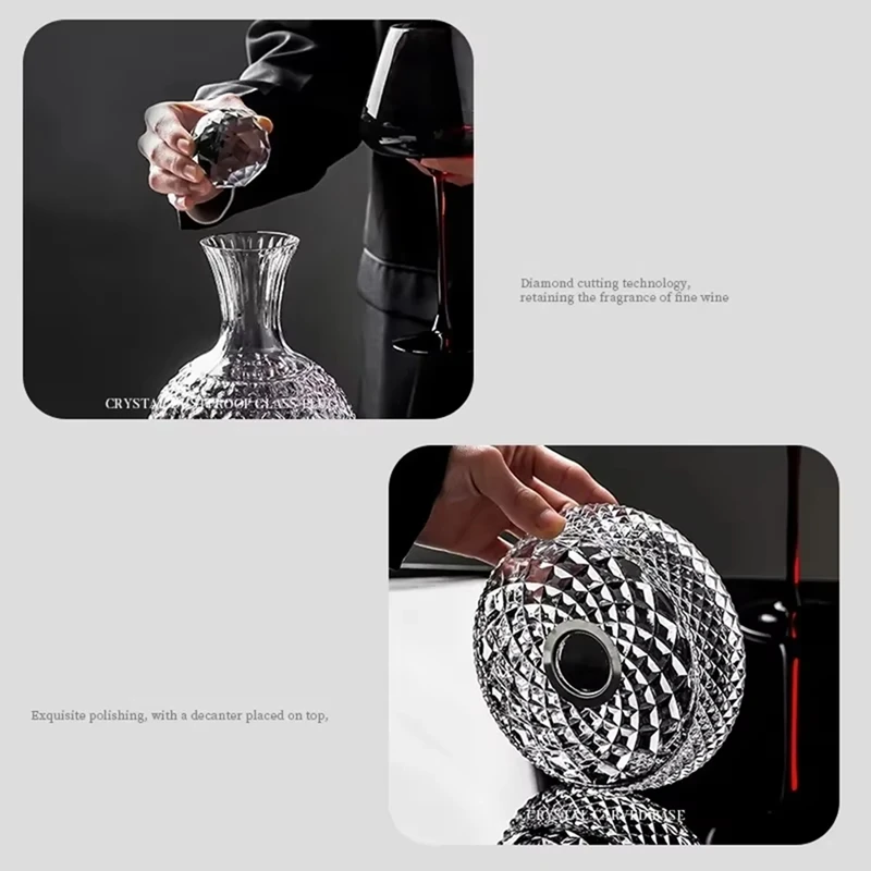 Crystal Glass Cup for Wine, Rotation Tumbler, Wine Aerator, Decanter, Glasses, Mug, CreativeGifts, 1500ml Home Drinkware-A69M