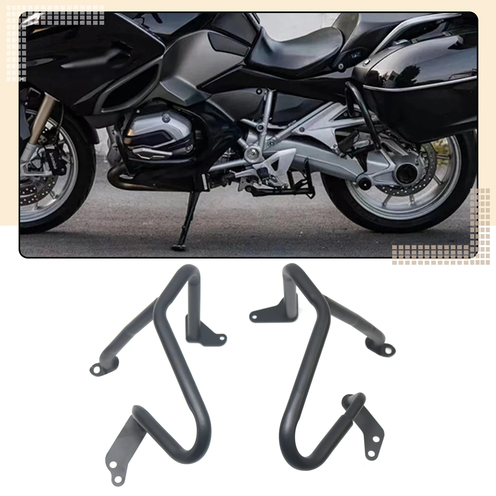 

Motorcycle Crash Bar Frame Engine Protection Guard Bumper Protector For BMW R1250RT 2018-2024