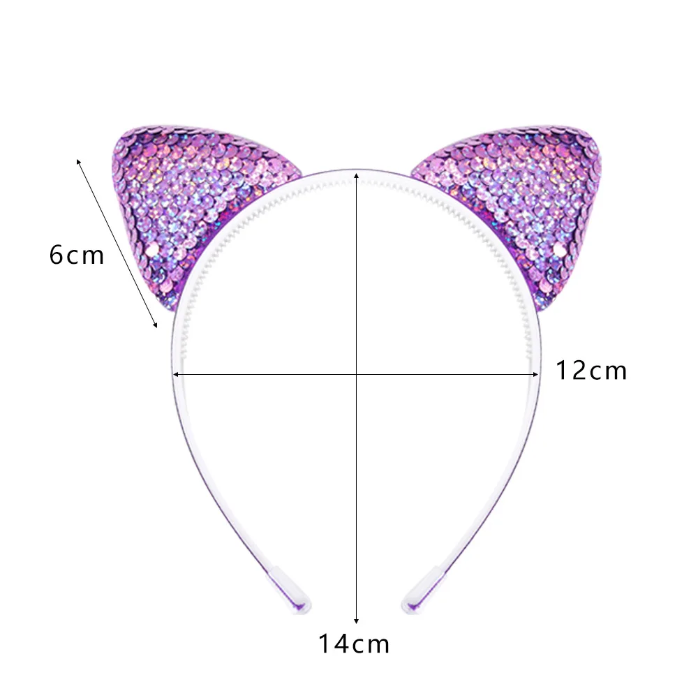 Cekinowa opaska z uszami kota błyszczące obręcze do włosów śliczna Bling Kitty opaska do włosów akcesoria do włosów dla dziewczynek codzienne noszenie strona dekoracji — zdjęcie 5