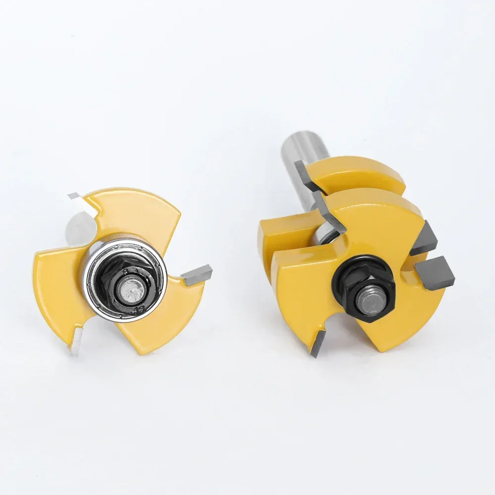 2 قطعة 12 مللي متر 1/2 عرقوب لسان القاطع الطابق الخشب بت T نوع الأخدود واللسان راوتر بت 3 الأسنان قاطعة المطحنة للخشب