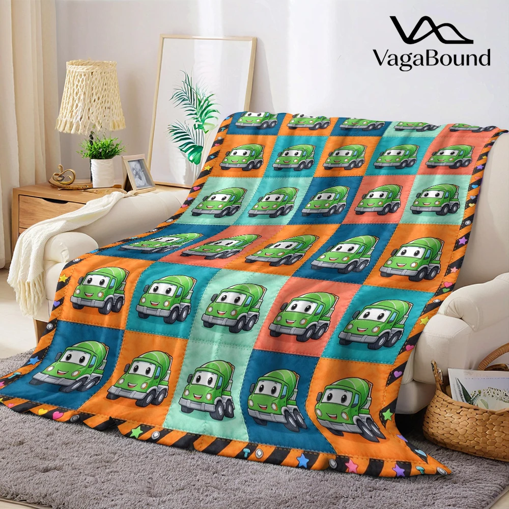 Green Mixer Star Heart Flannel Blanket Perfect for Sofa Office Bed Travel Sleep Read Relax Camping Four Season Use