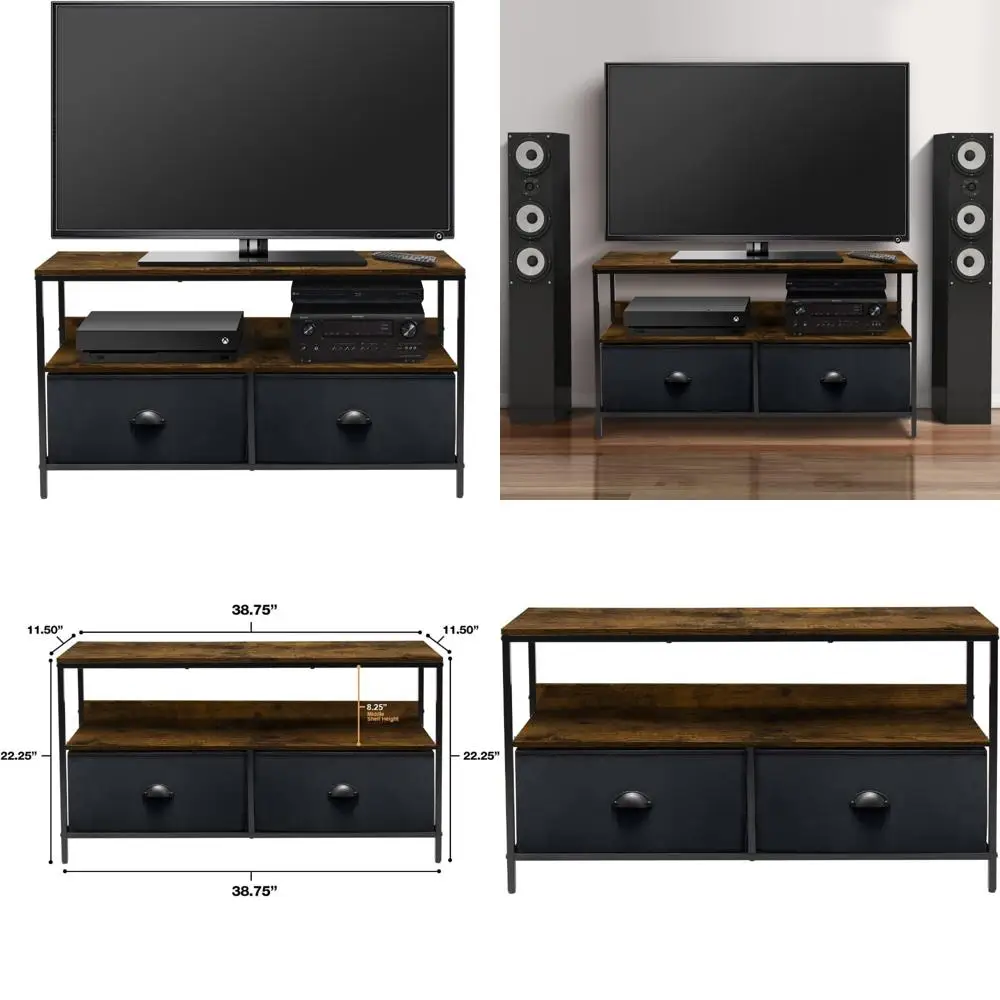 

2-drawer tv stand with storage - multi-room furniture for bedroom, living room, and dorm