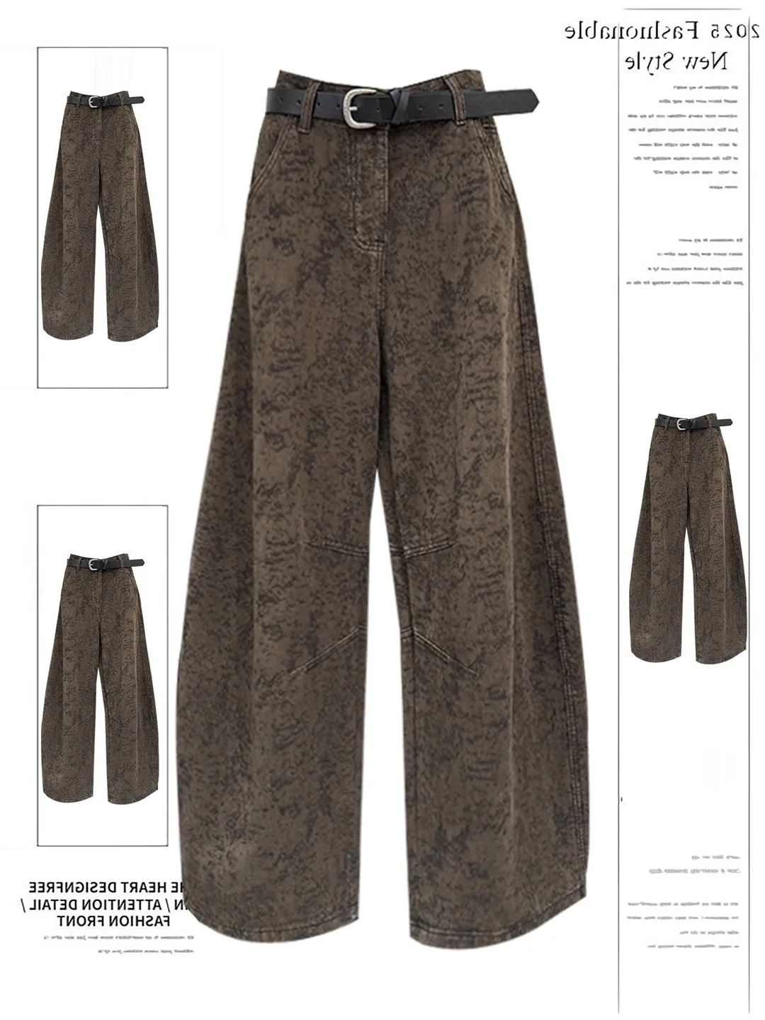 

Женские зимние вязаные джинсы в американском ретро-стиле, утепленные, свободные, прямые брюки, дизайнерские, удлиненные.