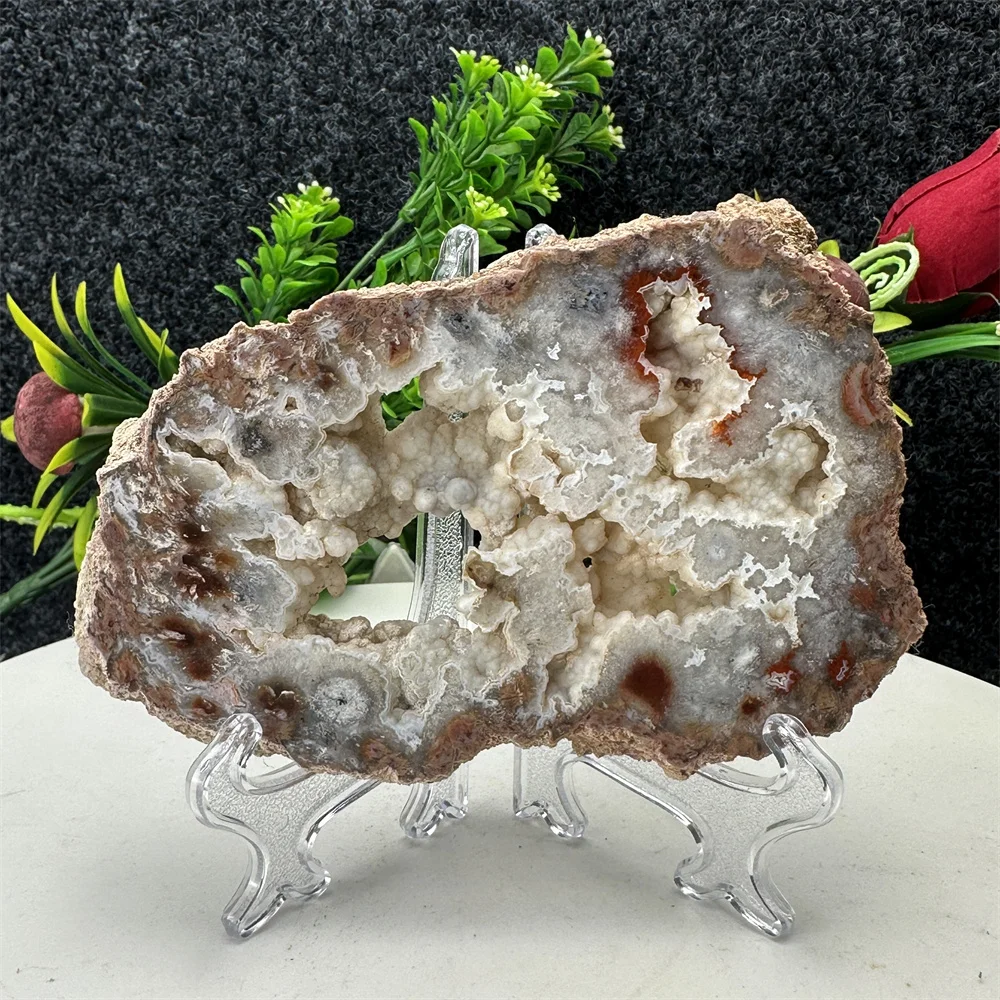 Natural Gemstone Sakura Agate Raw Stone Slice Polished Handmade Healing Crystal Home Decor Holiday Gift Meditation