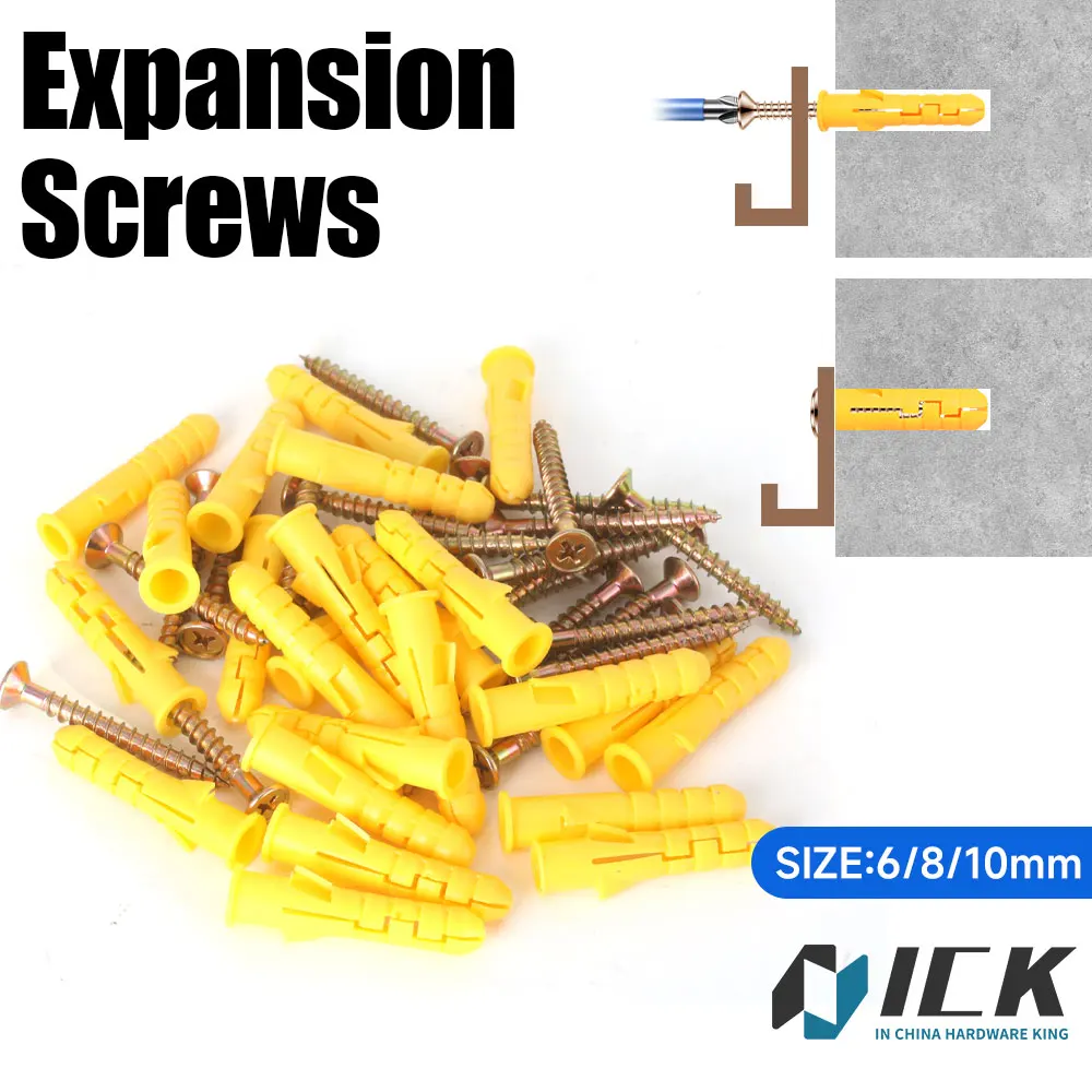 

Expansion Screw Assortment Kit 6/8/10mm Wall Plugs Screws for Secure Fixing rubber plug plastic pipe nylon column anchor plug