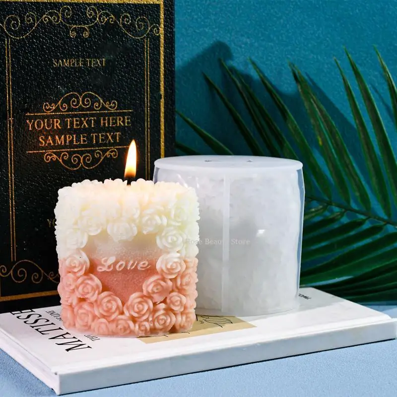 Love Silicone Mold Diy Handmade Soap Gypsum Mold Flipping Sugar Mousse Baking Mold Rose Candle Mold Valentines Gift
