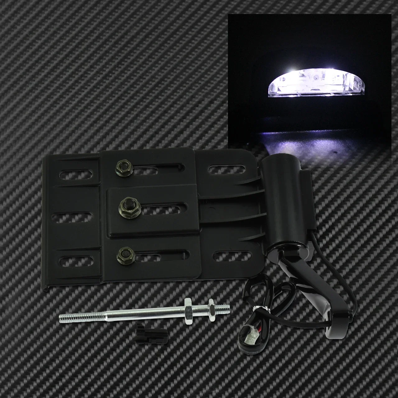Motorcycle License Plate Holder Folding LED Light Telescopic Mount Bracket For Harley Sportster XL 883 1200 48 72 04-2016 Black