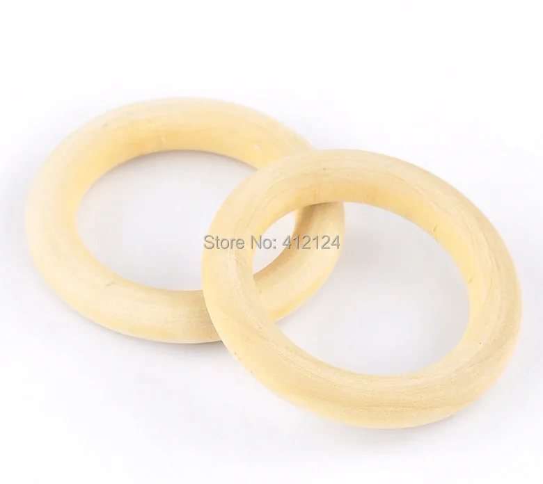 

100Pcs Round Circle Ring Connectors Natural Wood 5.6cm Dia(2 2/8")