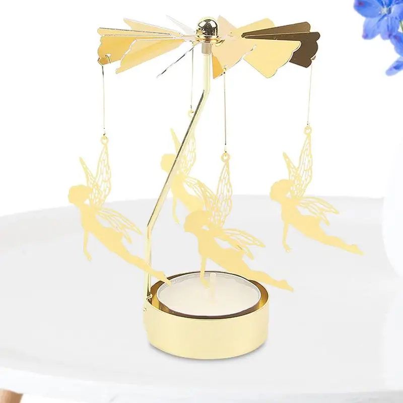 Metal Rotating Candle Holder Christmas Angel Rotating Candle Holder Dinner Party Wedding Party Candle Holder Decoration Gifts