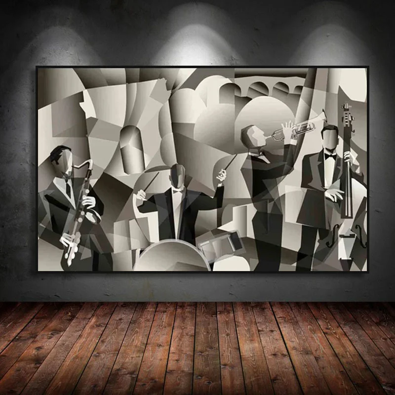 Abstract African Jazz Band Art Music Print Poster Music Band Cello Artwork Canvas Painting Modern Wall Picture Room Decor