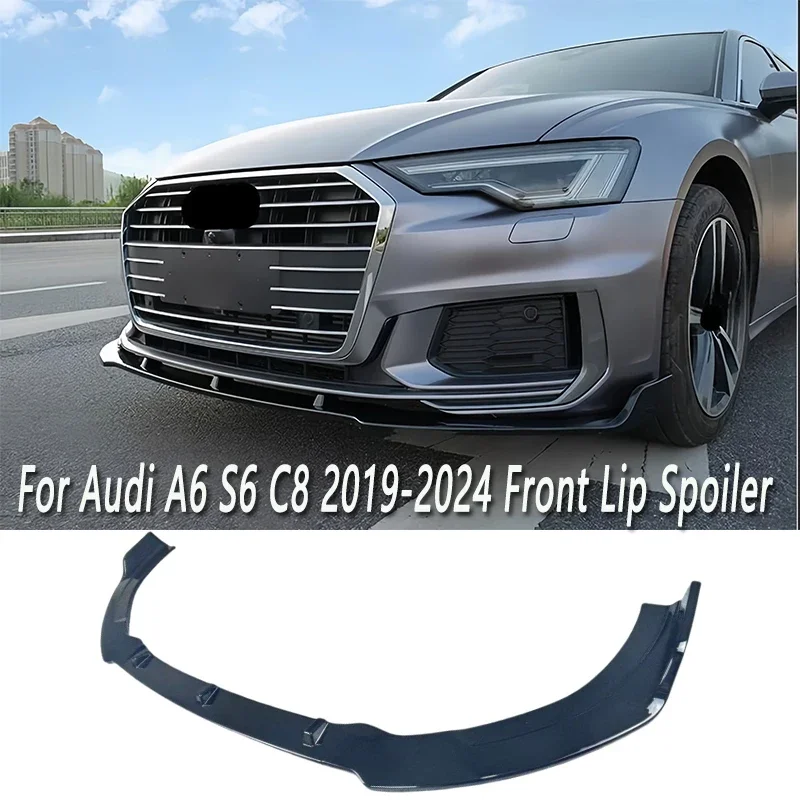 For Audi A6 S6 C8 TFSI TDI Avant 2019-2024 Car Front Bumper Lip Chin Fromt Bumper Lip Spoiler Splitter Protecor Cover Bodykit 