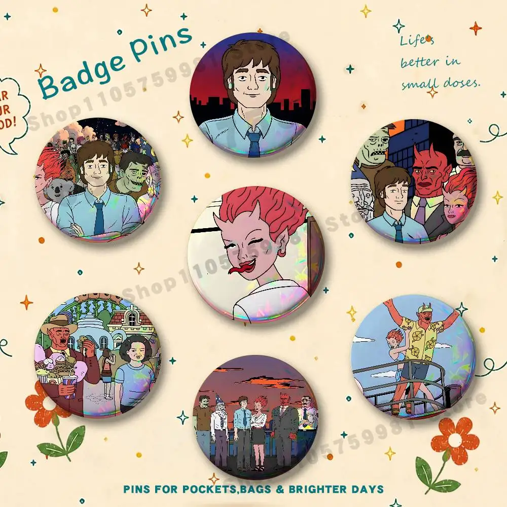 Cartoon Americans Mark Callie Randall Leonard Brooches for Bag Decor Jewelry Accessory Gift 25/32/44/58/75mm Round Cartoon Badge