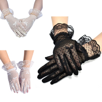 1Pair French Bow Lace Bridal Gloves Elastic Mesh Gloves Sunscreen Gloves Cocktail Wedding Party Ceremony Glove