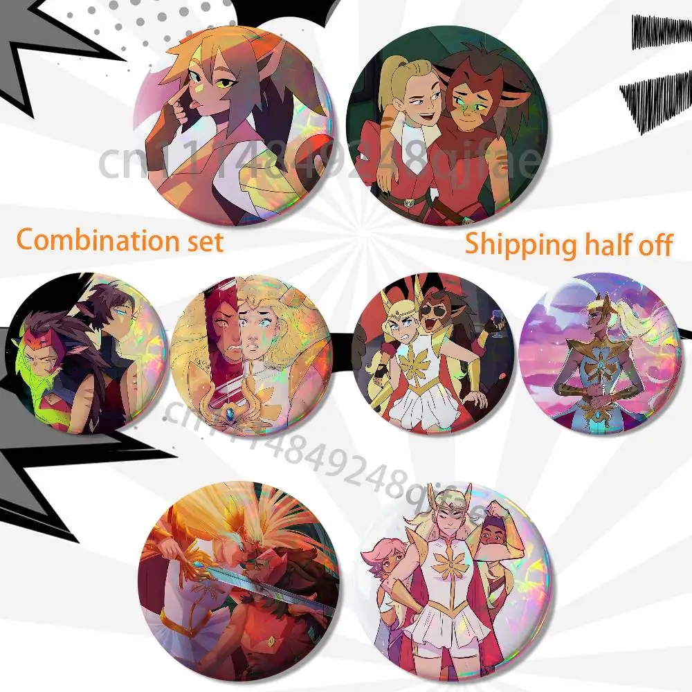 Catra Golden armor Adora She Ra 2 piece set Badges On Backpack Jacket Cartoon Round Brooches Acrylic Button Pins Collection