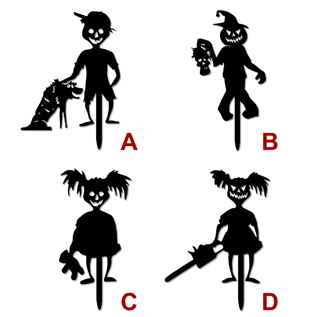 

Halloween Figure Silhouette Backyard Garden Lawn Metal Sign Themed Party Banquet Decoration, A