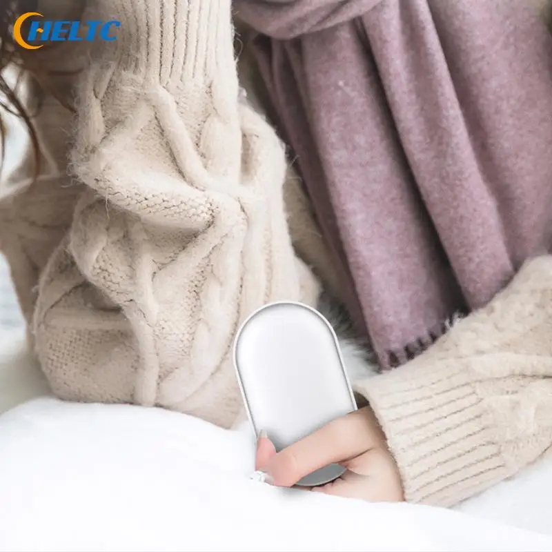 1pcs Mini Hand Warmer Winter Portable USB Rechargeable Pocket Hand Warmer Mobile Power Double-sided Quick Heating 5000mAh