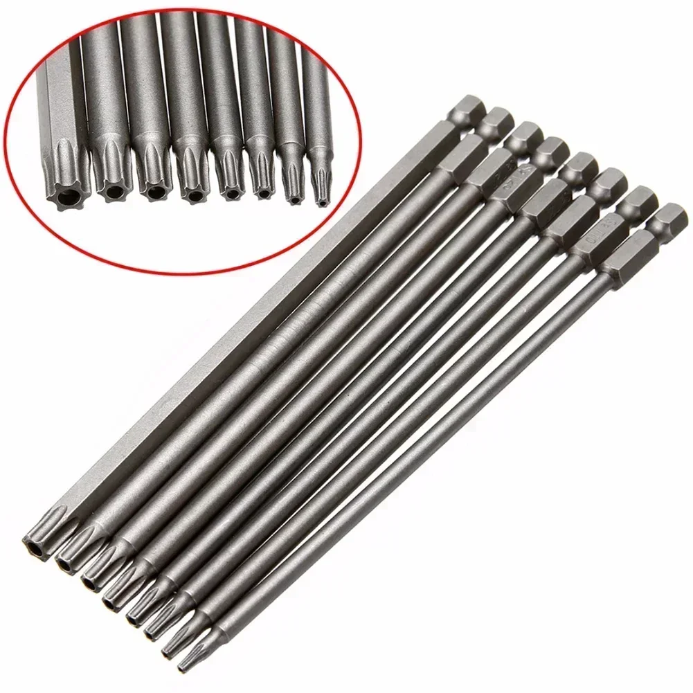 1Pc 200mm Long T8-T40 Magnetic Torx Screwdriver Bits Set Electric Screwdriver Head T8,, T15, T20, T25, T27, T30, T40