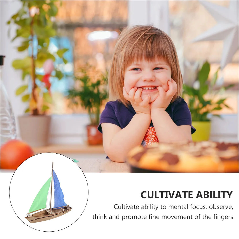 Sailing Model Boat Toy Sailboat Craft Wooden Assembly Toys 3D Puzzle DIY Mold Vintage Kids Woodcraft