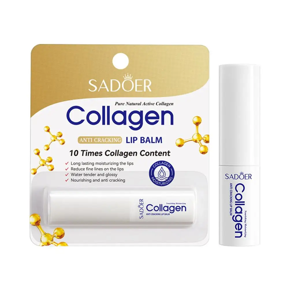 Sadoer Collagen Lip Balm Moisturizing Anti Cracking Brightening Repair Hydrating ผลิตภัณฑ์ริมฝีปาก Nourishing Care ลิปสติกสกี X2w2