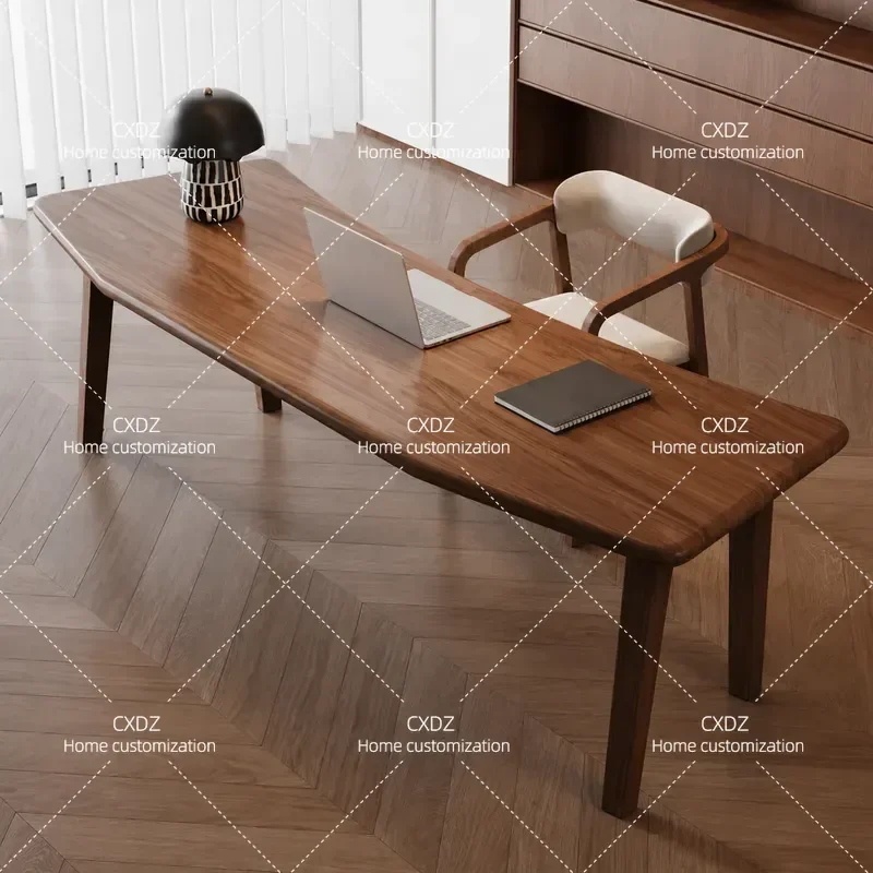 Solid Wood Desk Irregular Shaped Executive Table Natural Log Style Workbench Premium Home Office Study Furniture