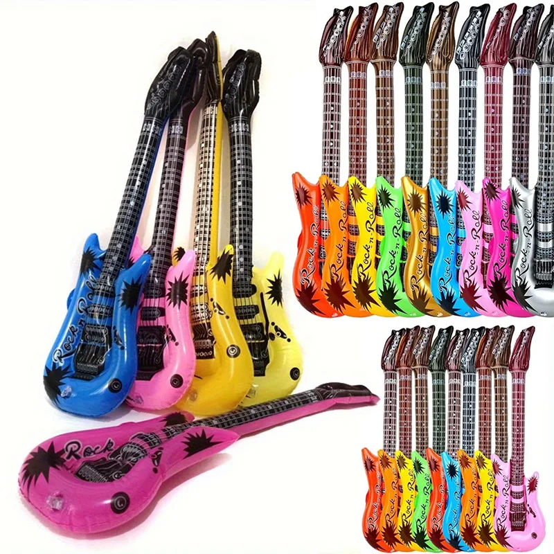 1/6 Uds globo de guitarra inflable accesorios inflables de roca guitarra colores surtidos decoración de fiesta para fiesta temática de concierto Musical