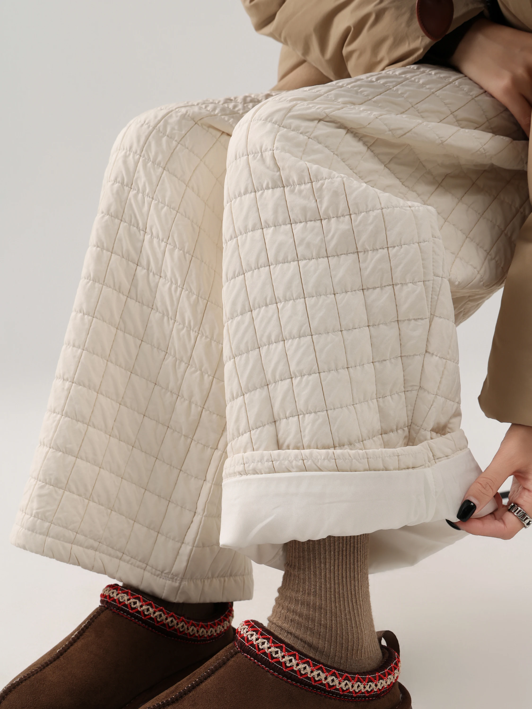 Thiened Cotton Wide Leg Pants High Waist Loose Fit Casual Winter Trousers for Women Korean Sle Commute Faion