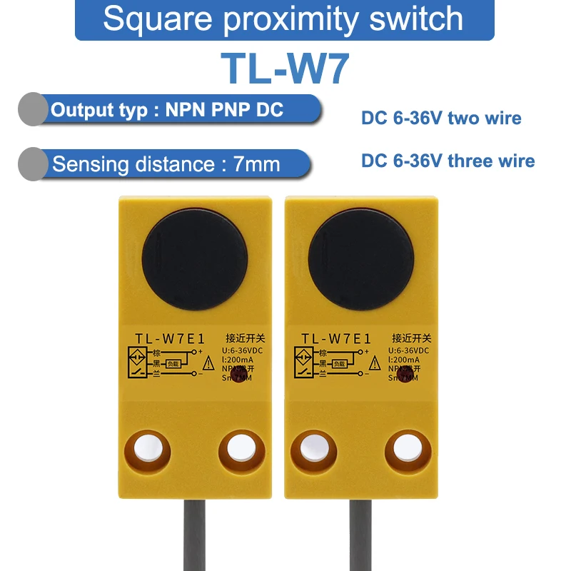 Inductive Square Proximity Switch Metal Sensor TL-W7 Sensing Distance 7mm DC Three-wire NPN/PNP,NO/NC,DC6-36V