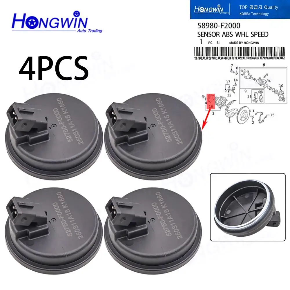 4PCS 58980-F2000 Rear ABS Wheel Bearing Speed Sensor Cover For HYUNDAI CELESTA ELANTRA ENCINO KONA LAFESTA KIA CERATO FORTE