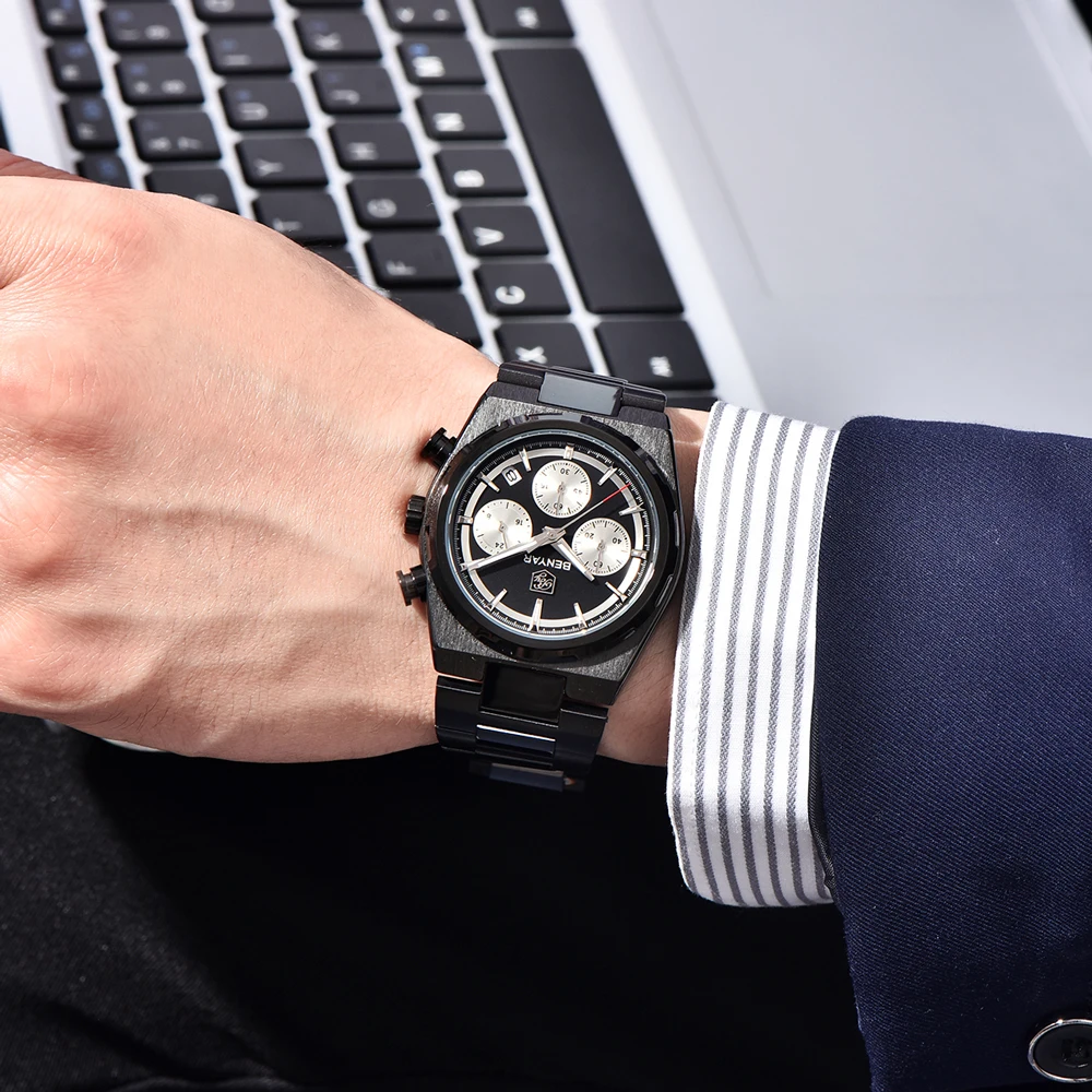 2026 New BENYAR Men's Watches Top Brand Luxury Speed Sports Chronograph Quartz Watch For Men Luminous Waterproof Stainless Steel Man Gift Clock