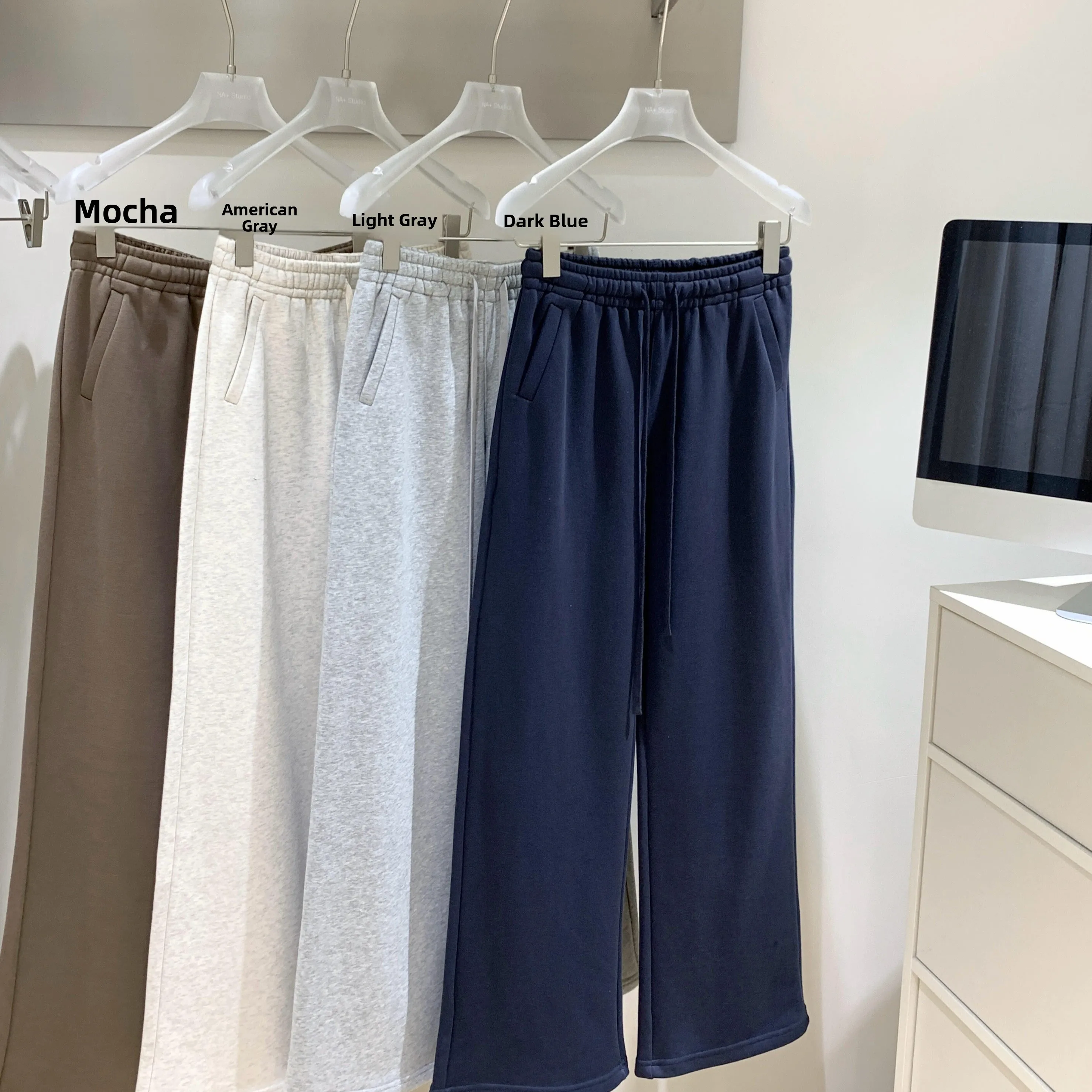 Damskie spodnie dresowe czterokolorowe, podstawowe, Dongda Gate New Sle, codzienne, proste nogawki, bawełniane, elastyczna talia, bez szwów, spodnie damskie.