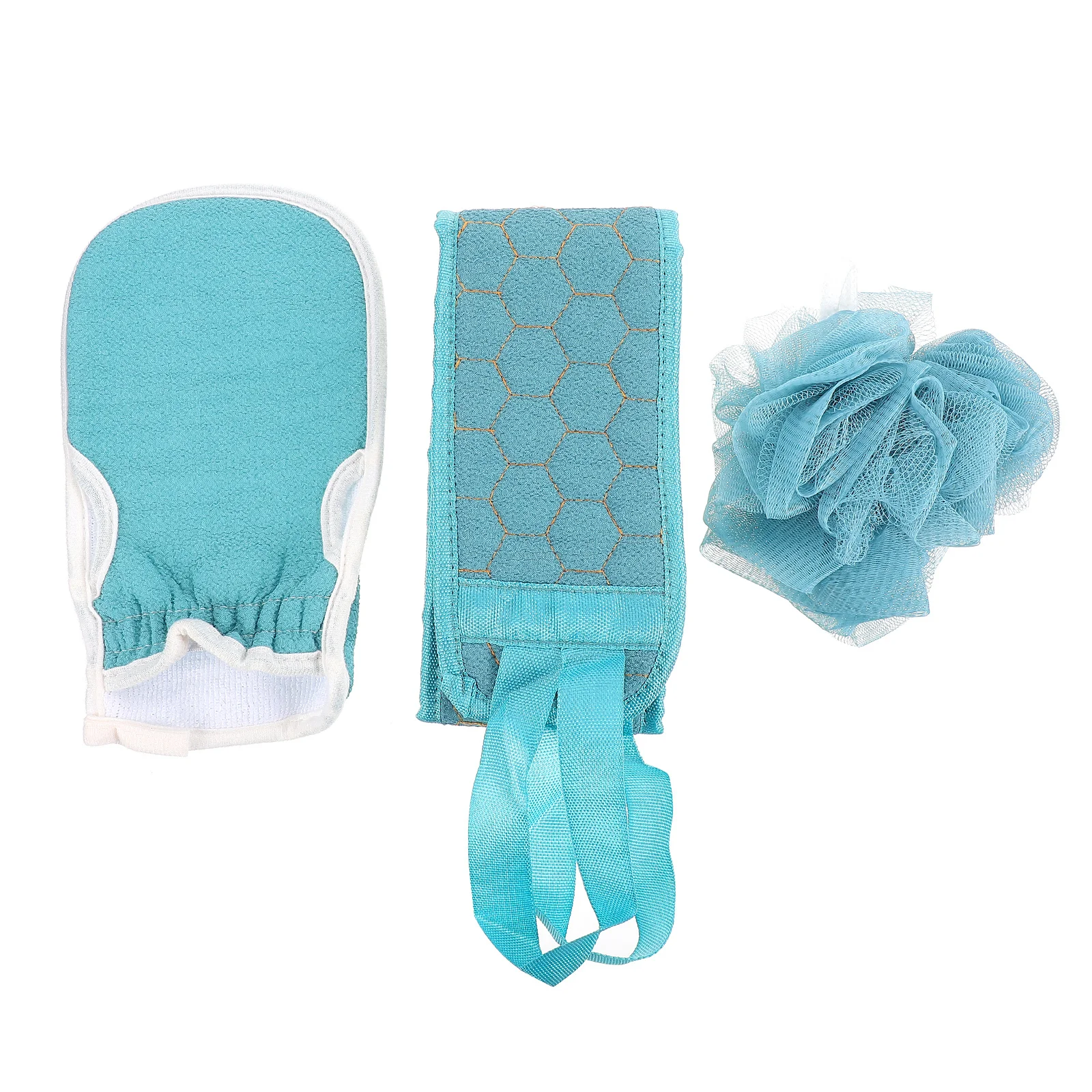 3 قطعة قفازات حمام الإسفنج مجموعة حزام طويل الظهر تنظيف دش الغسيل المحمولة الاستحمام عدة التقشير أداة العناية بالبشرة