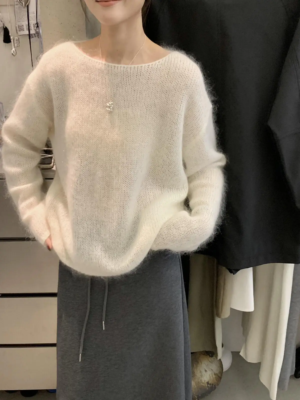 

Свободный крой, круглый трикотаж, женский повседневный свитер, верхняя одежда, модная осенне-зимняя теплая длинная цветная све