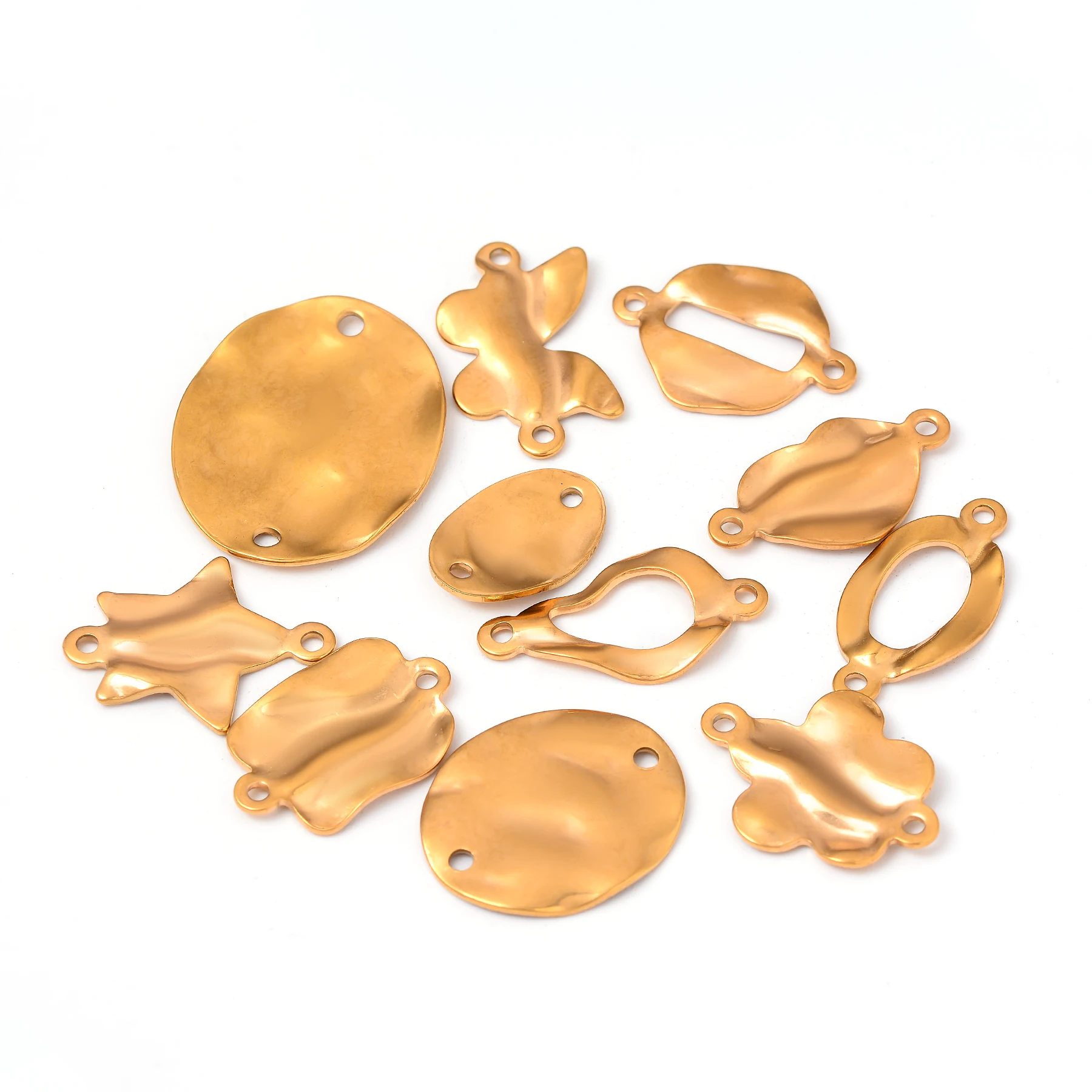 10pcs Stainless Steel Texture Double Holes Connectors Heart Flower Charm for Jewelry Making DIY Necklace Bracelet Supplies Craft