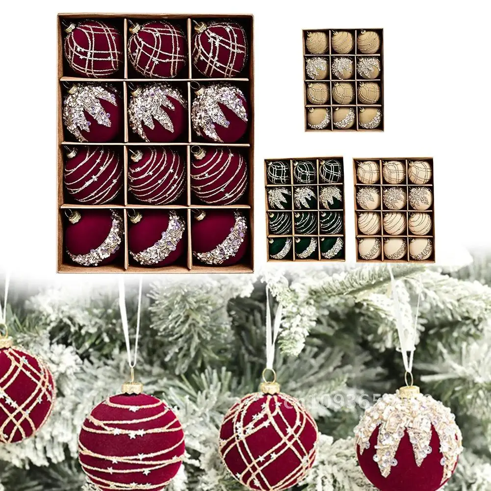 

Engagement 6CM Premium Plucked Velvet Color Diamond Christmas Ball Wine Red Khaki Beige Green Christmas 12pcs/set For Wedding