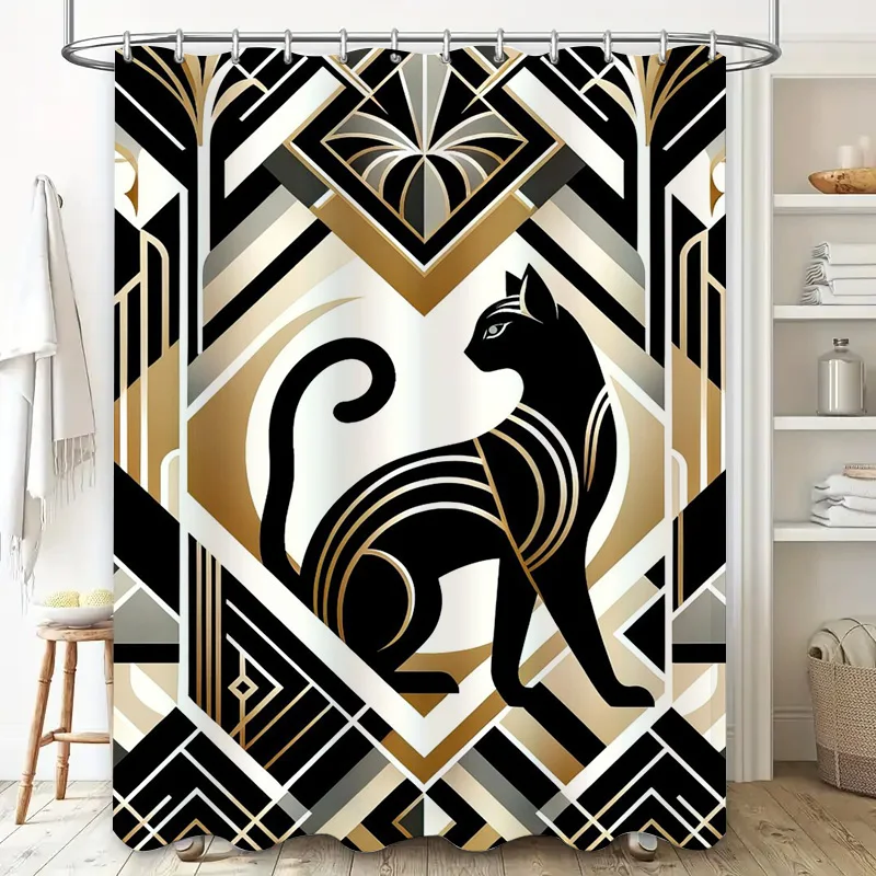 Eye-Catching Bathroom Decor: Unique Gargoyle Shower Curtain with Rustic Gold Tones for Home Improvement Projects Artistic Design