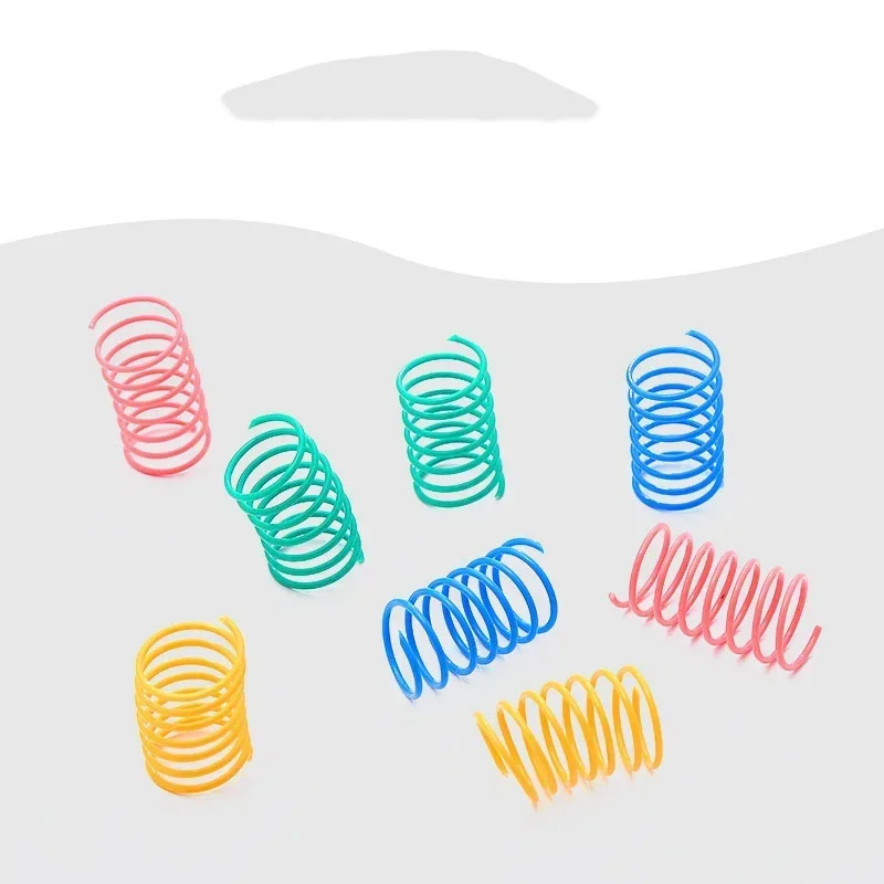 20pcs Cat Spring Toys Plastic Colorful Coil Spiral Springs Cat Toy Kitten Playing Interactive Toys Pet Accessories Set Favor Toy