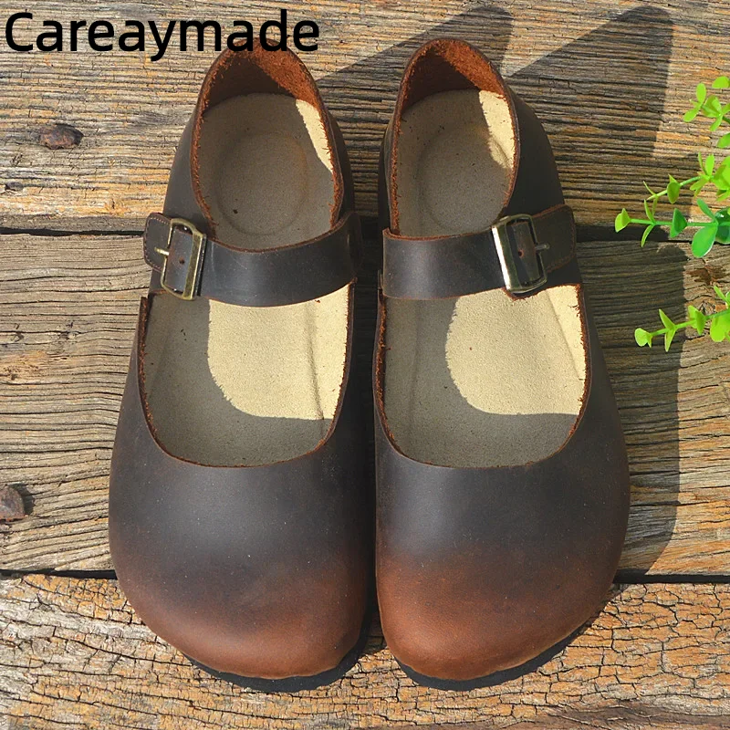 Damskie buty ze skóry naturalnej wiosenno-letnie korkowe buty bocken japońskie na co dzień retro duży palec męskie buty duże size35-45