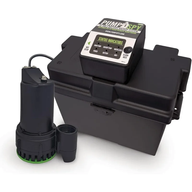 

PS2000 WiFi Battery Backup Sump Pump System w/Internet Monitoring & Alerts, Sump Pump Battery Backup That Connects to 24/7