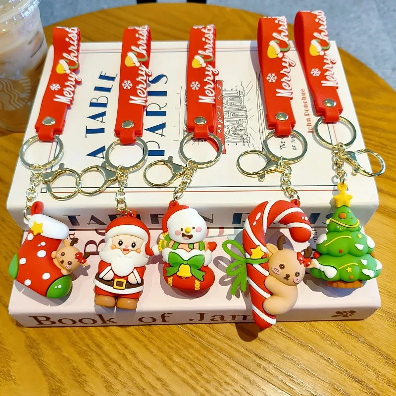 

Creative Cartoon Santa Claus Snowman Keychain Pendant Bag Car Keychain Accessories Small Gifts Christmas Decorations