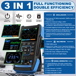 Osciloscópio Multímetro Gerador DDS, 2 Canais, Largura de Banda 10MHz, 50MSa/s Taxa de Amostragem, 9999 Contagens, Medidor AC e DC, 2C23T, 3 em 1