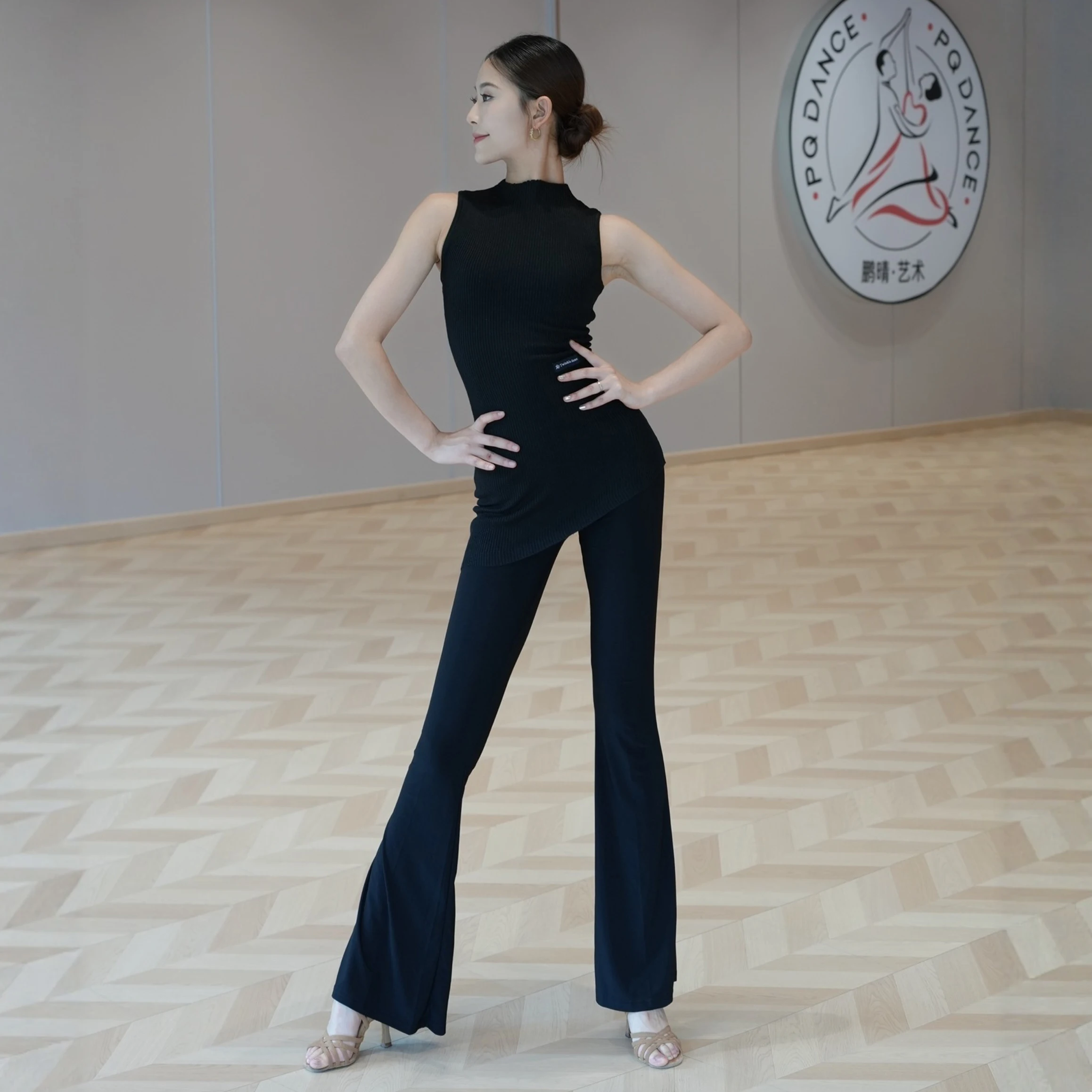 Ballroom Dance Clothes Women Rumba Latin Dance Practice Tops Trousers Sleeveless Training Wear Adult Latin Dance Costume NV24664