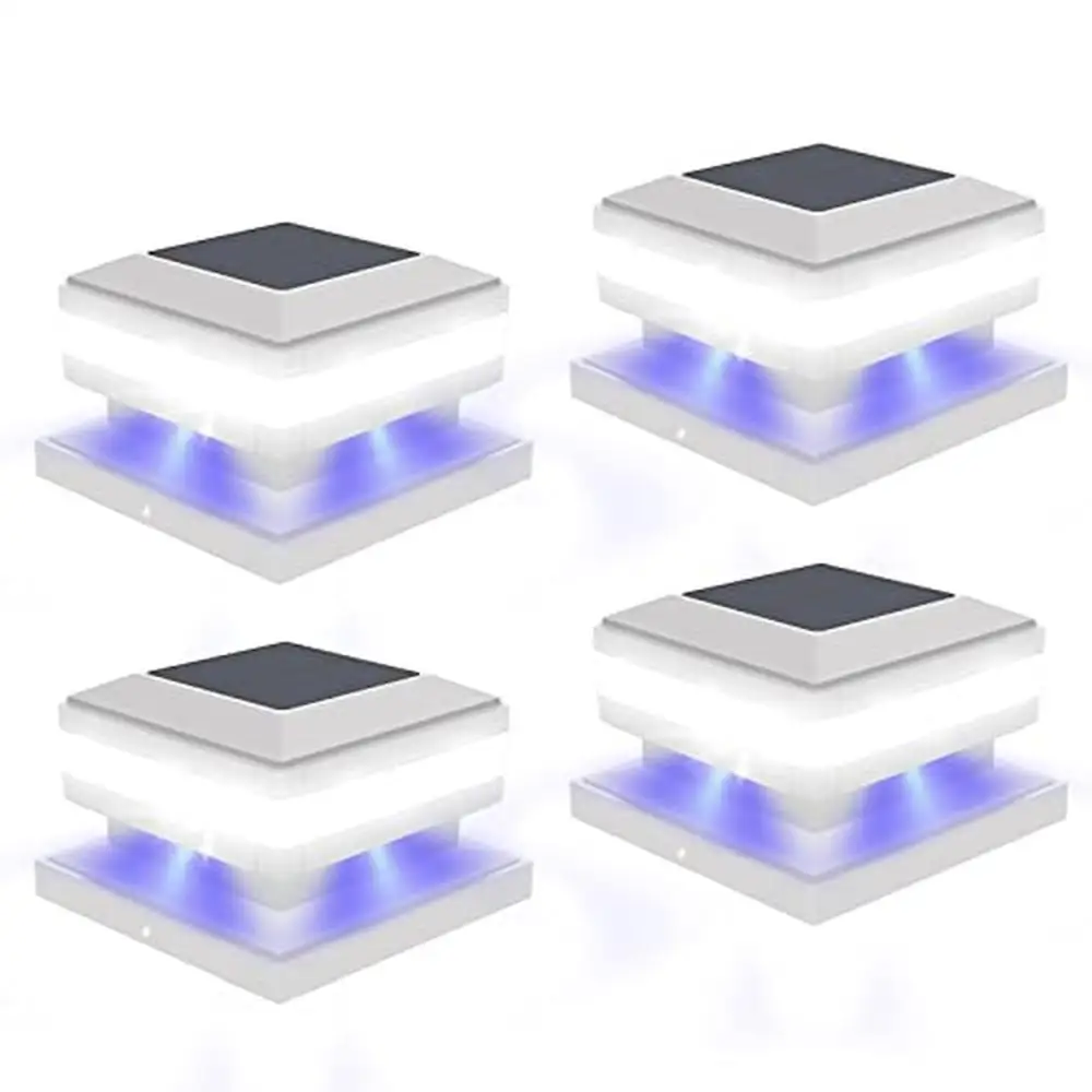 

Outdoor Solar Post Lights 4 Pack IP65 Waterproof High Brightness Cool White LED Solar Patio Fence Deck Garden Decor Auto On/Off
