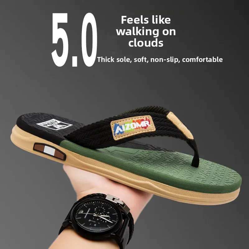 

Men's Summer Outdoor Anti-slip Wear-Resistant Soft Bottom Sandals Slippers Sports Beach Shoes Mesh Upper Rubber Sole Flat Heel