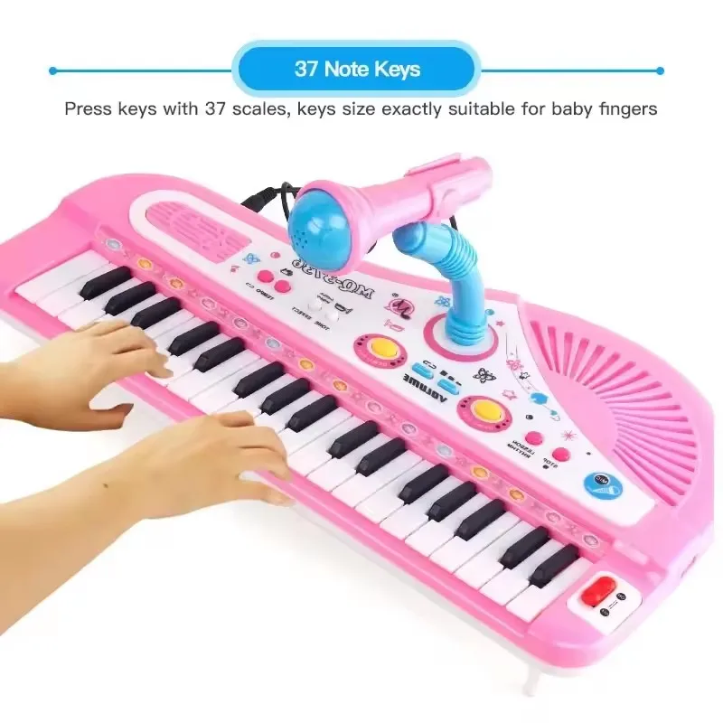 37-Tasten-Klavier mit elektronischer Tastatur für Kinder mit Mikrofon, Musikinstrument, Spielzeug, Lernspielzeug, Geschenk für Kinder, Mädchen, Jungen