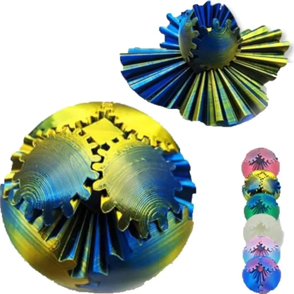 New for Kids Anxiety Relaxing 3D Printed Gear Ball Gear Sphere Sensory Needs Spin Ball Rotary Fidget Toy Stress Ball for Adults