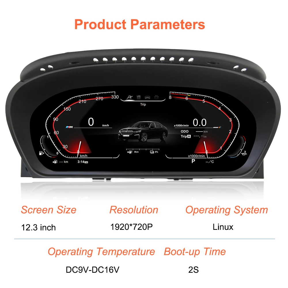 Bonroad 12,3-Zoll Digitales LCD-Armaturenbrett für BMW 5er Serie E60 E61 E63 E64 CCC CIC Tachometer Cockpit Virtuelles Panel – Detail 7