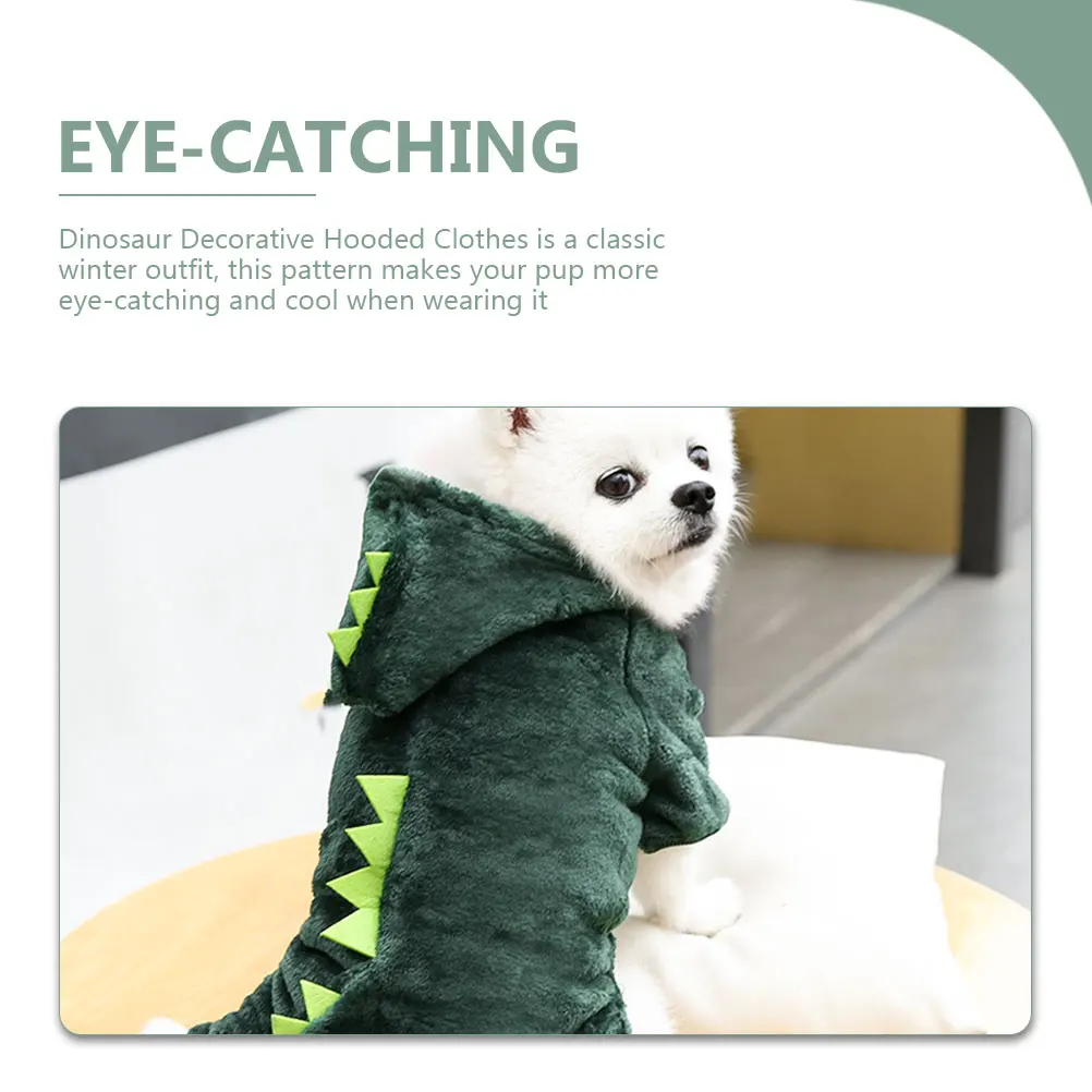 

Puppy Dinosaur Designed Coral Fleece Pet Garment Hooded Warm Dog Clothes Cosplay Costume Comfortable Breathable Outfit