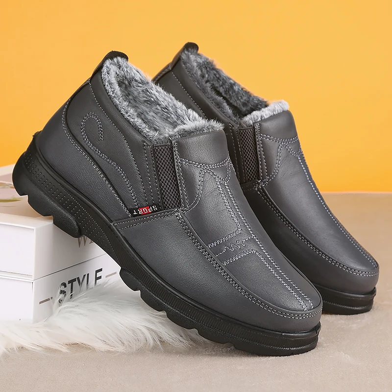 Herren Dicke Plüsch-Antirutsch-Warme Schneestiefel, Leicht An- und Auszuziehen, Formelle Winterschuhe für Herren – Detail 9