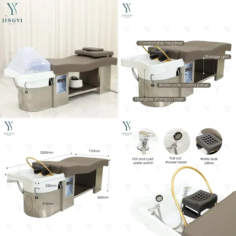 

【CHIMU HOME】 Electric Curved Head Spa Shampoo Bed for Japanese Thai Massage Hair Wash Therapy Stainless Steel for Top